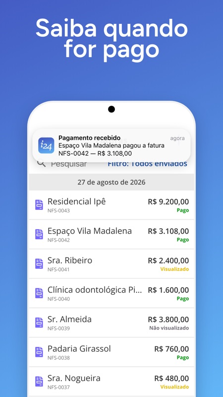 Saiba quando for pago
