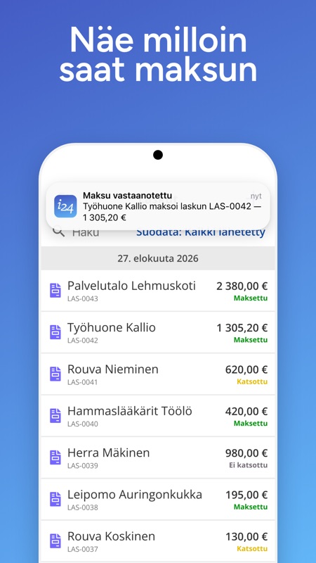 Näe milloin saat maksun