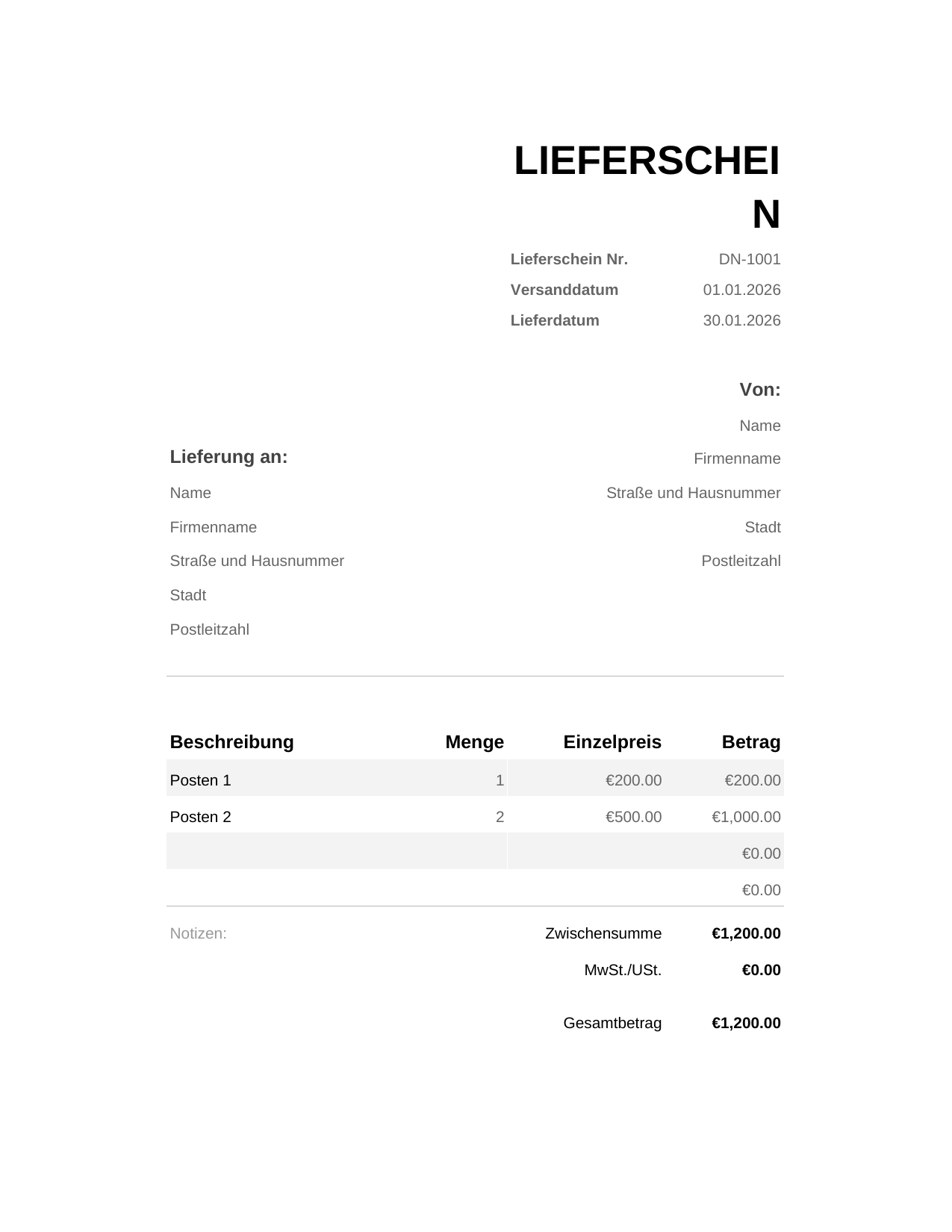 Lieferschein Lieferschein