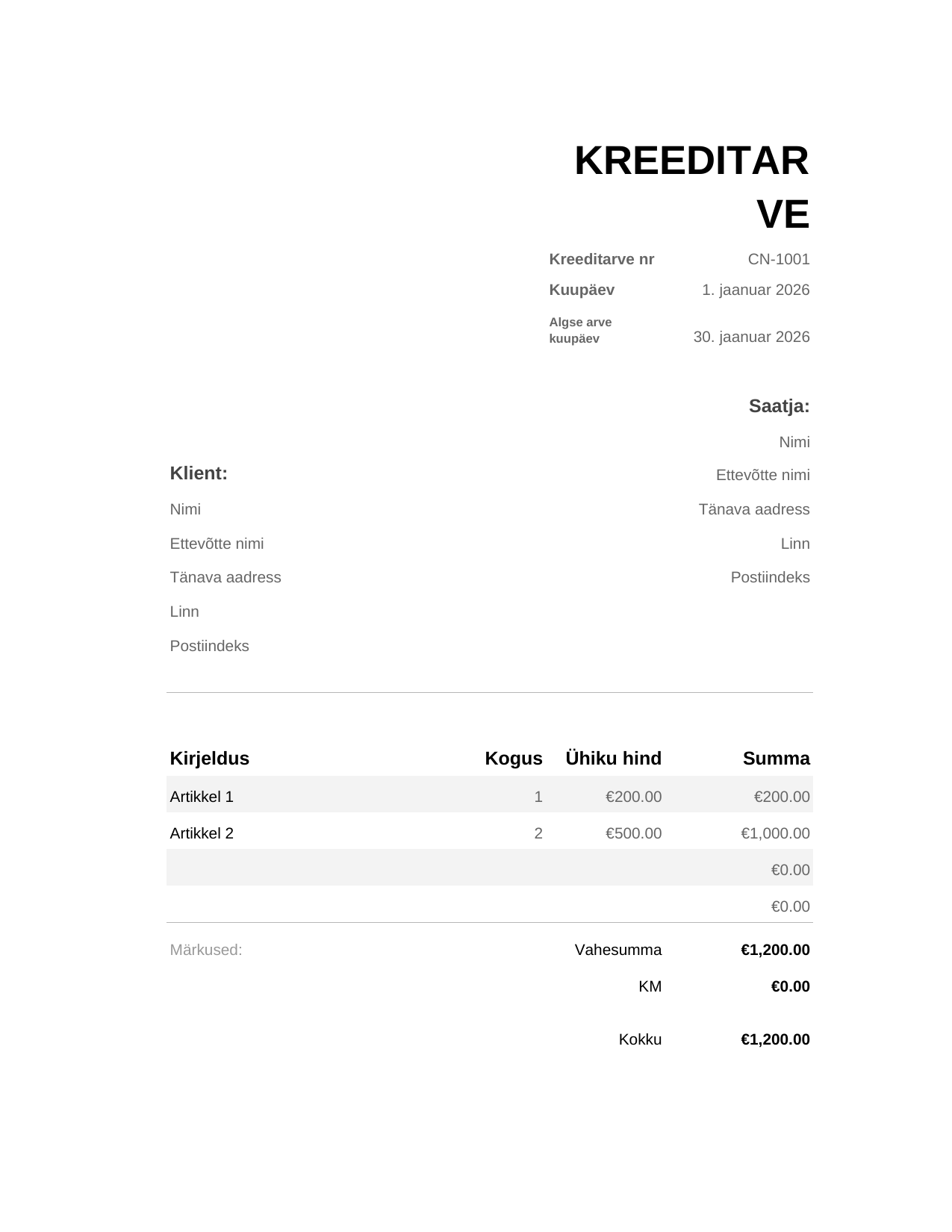 Kreeditarve Kreeditarve