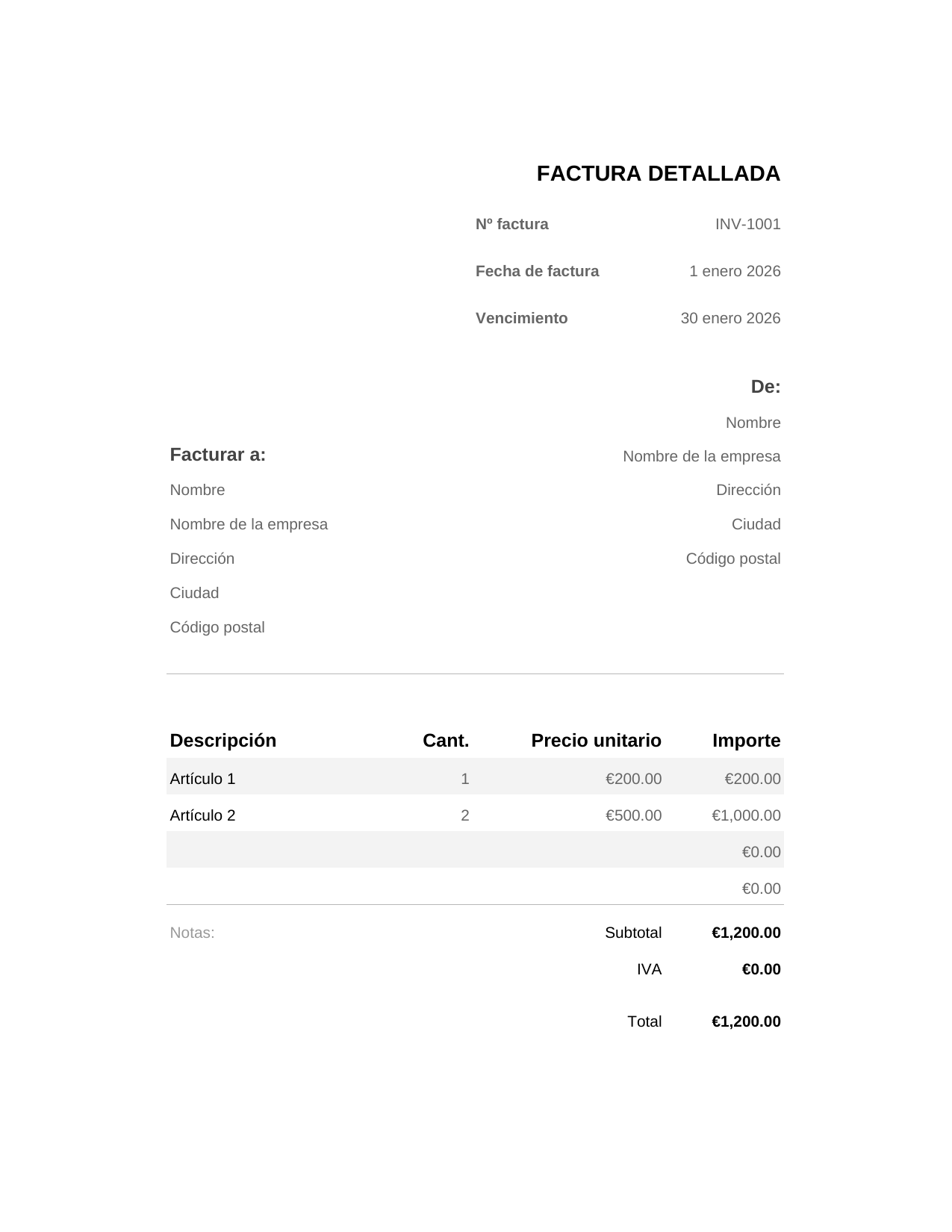 Factura detallada Factura detallada