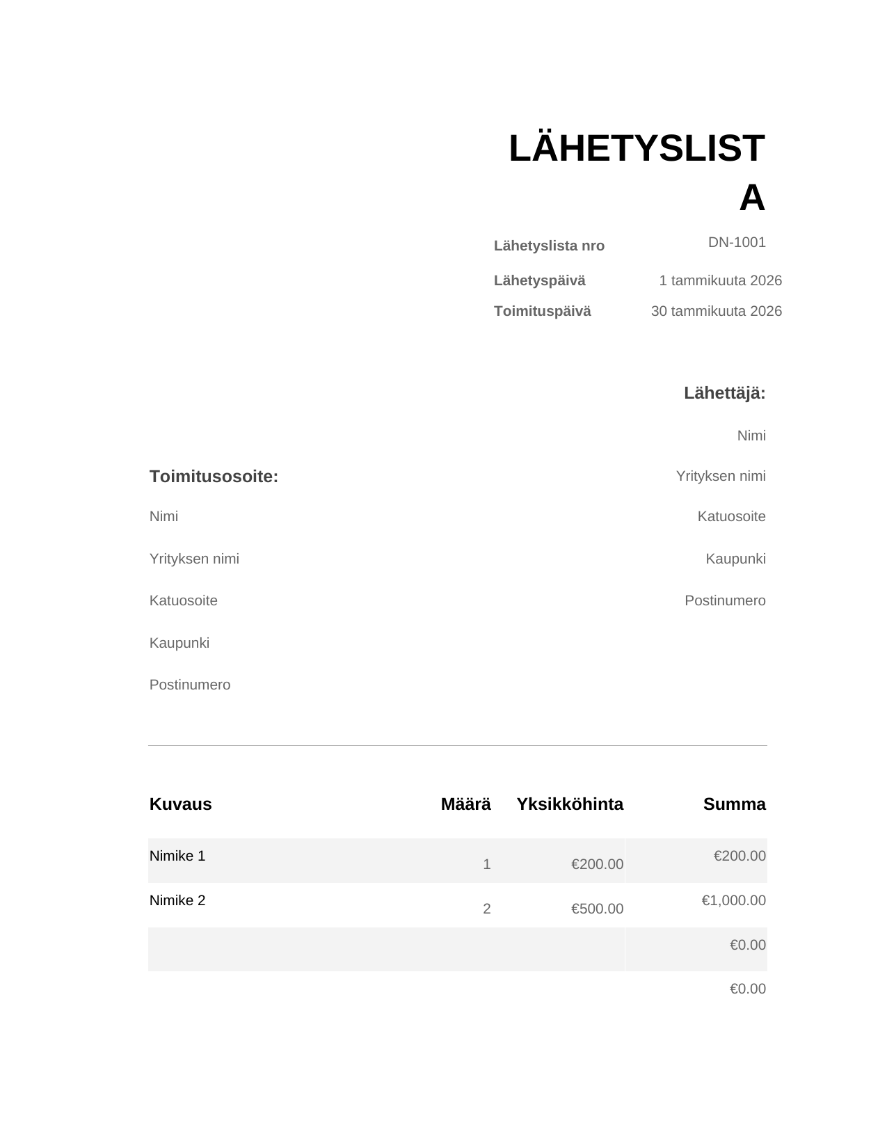 Lähetyslista Lähetyslista