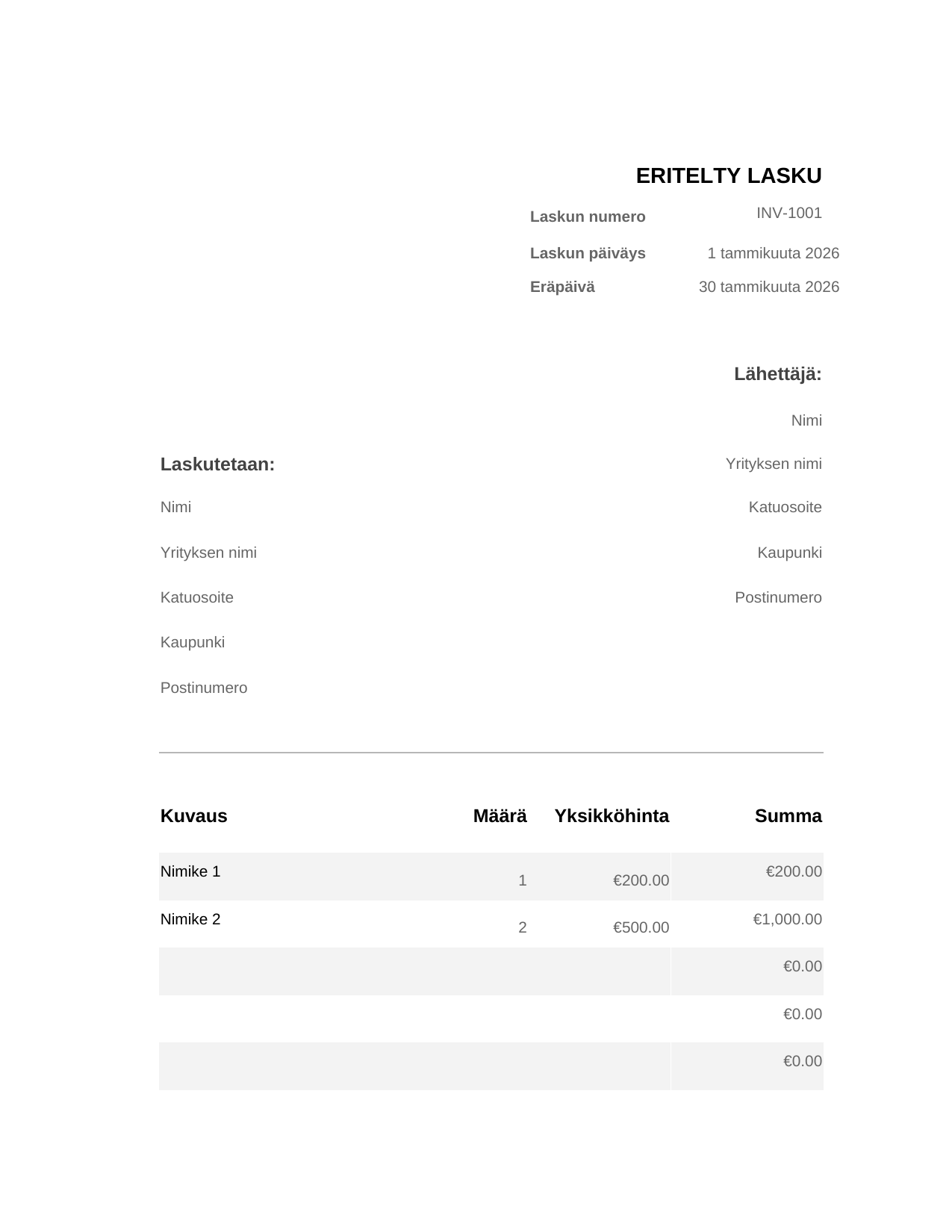 Eritelty lasku Eritelty lasku