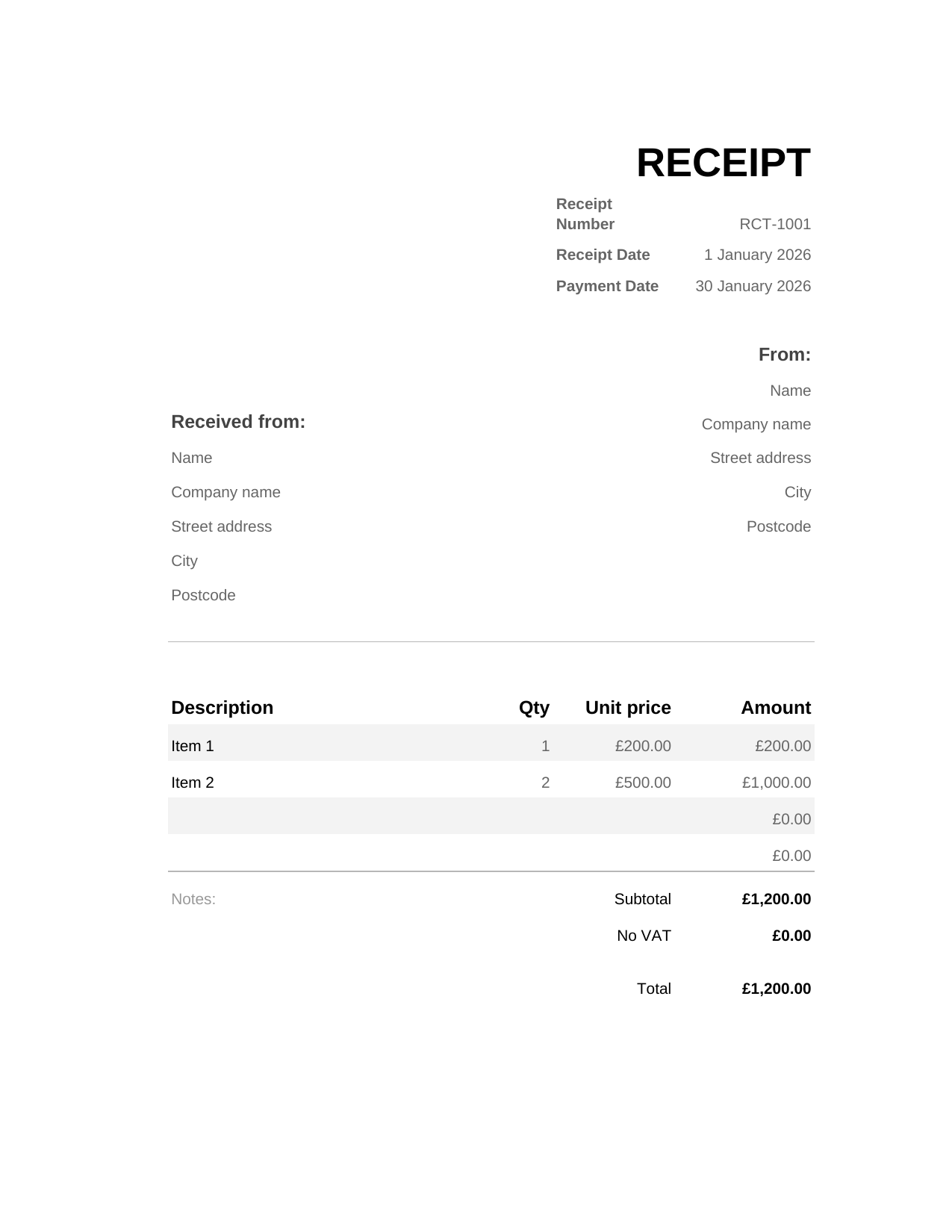 Receipt RECEIPT