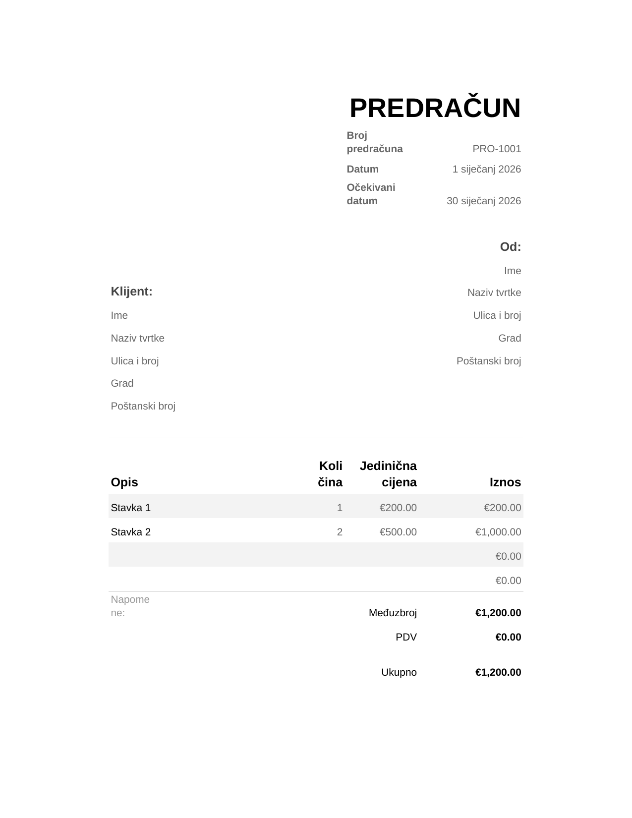 Predračun Predračun
