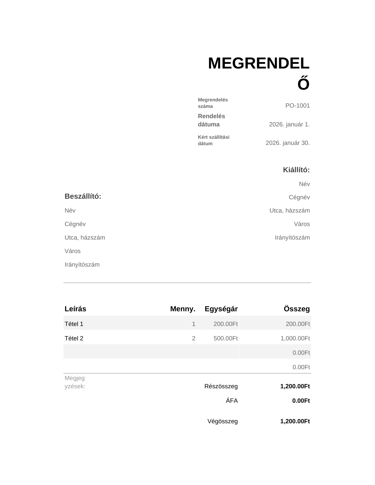 Megrendelő Megrendelő