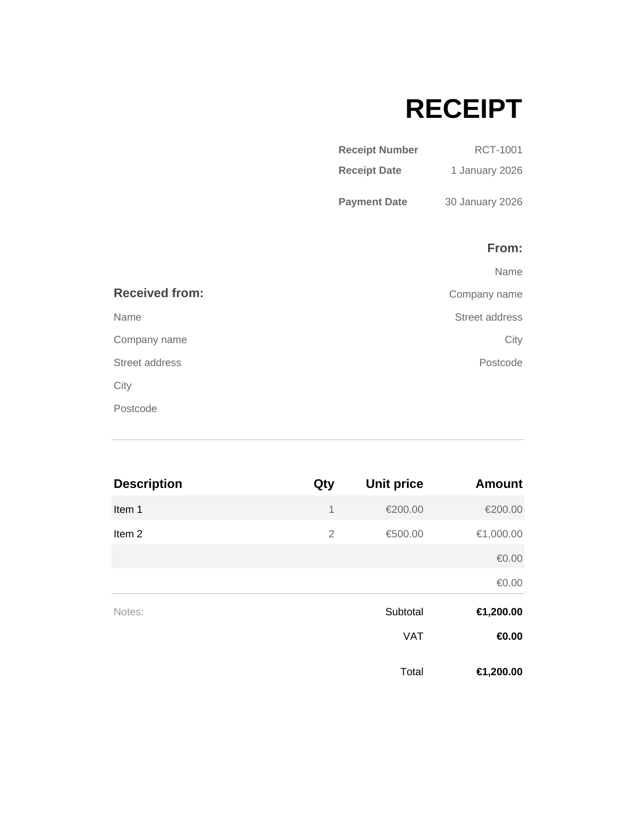 Receipt RECEIPT