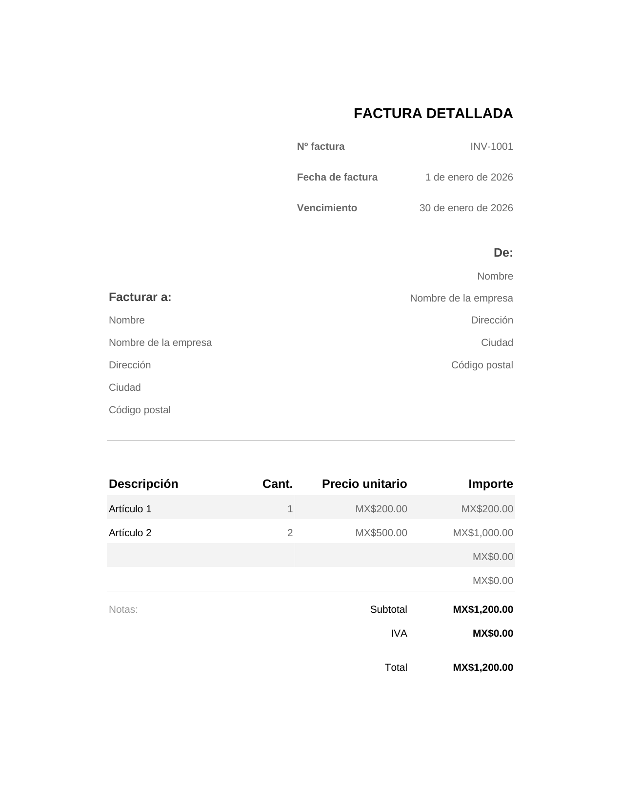Factura detallada Factura detallada