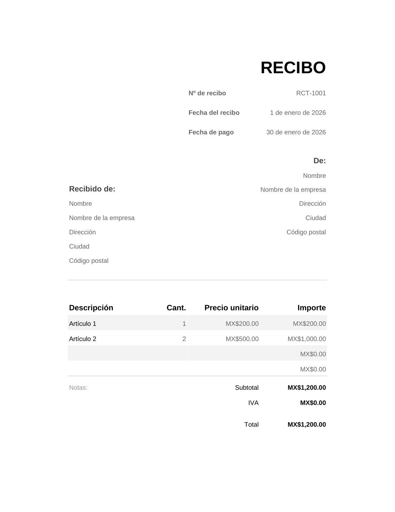 Recibo RECIBO