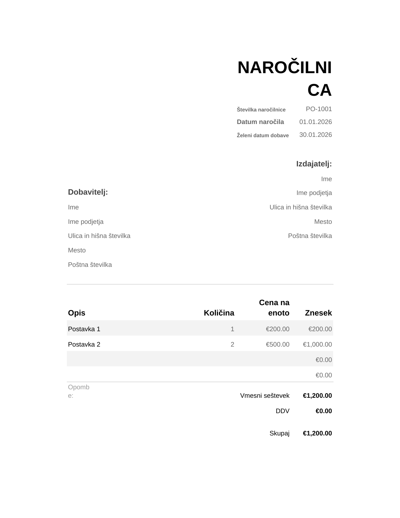 Naročilnica Naročilnica