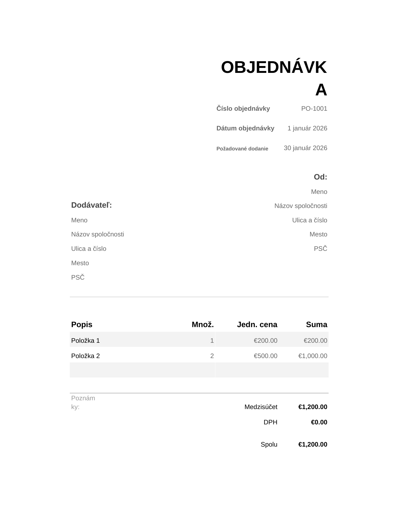 Objednávka Objednávka