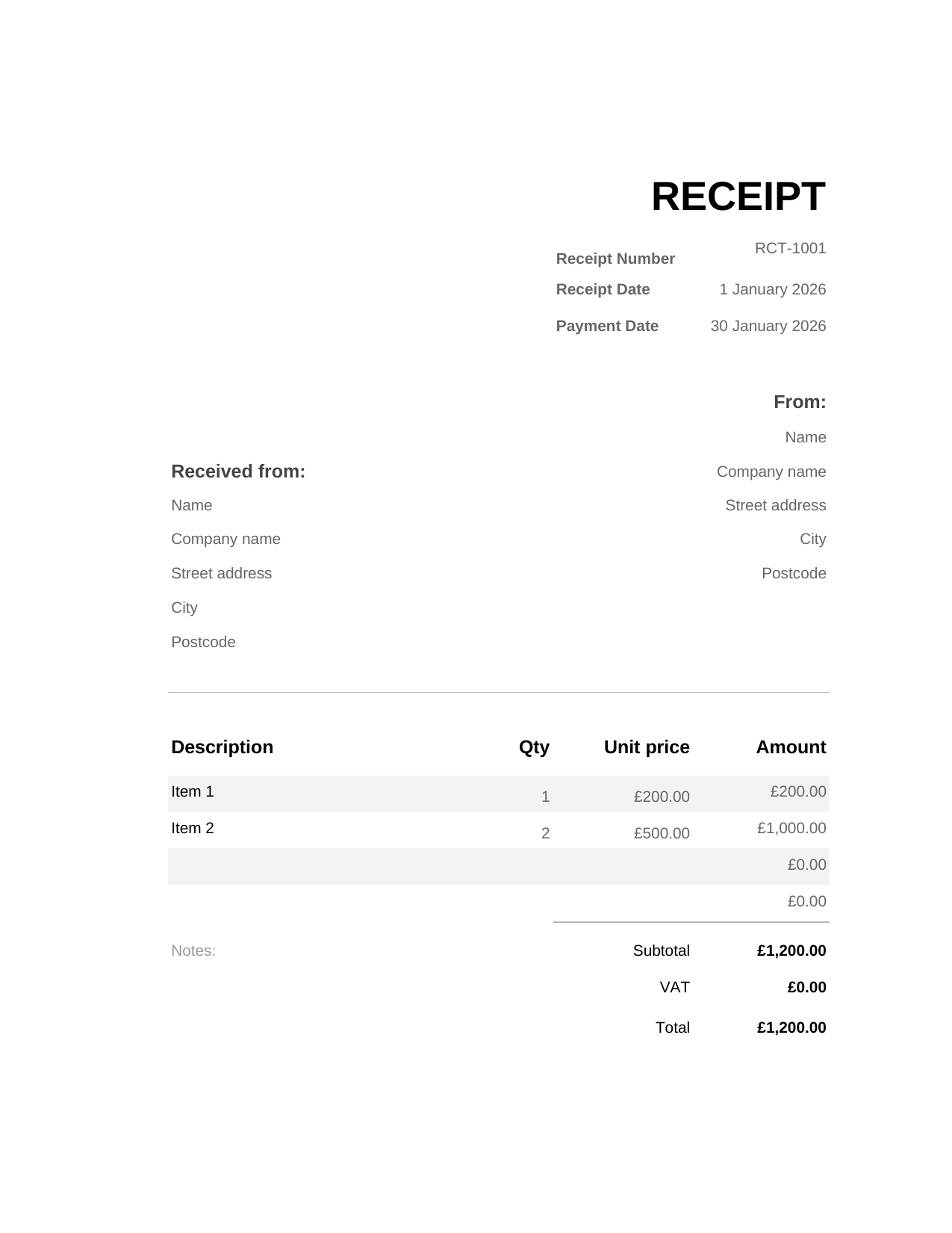 Receipt RECEIPT