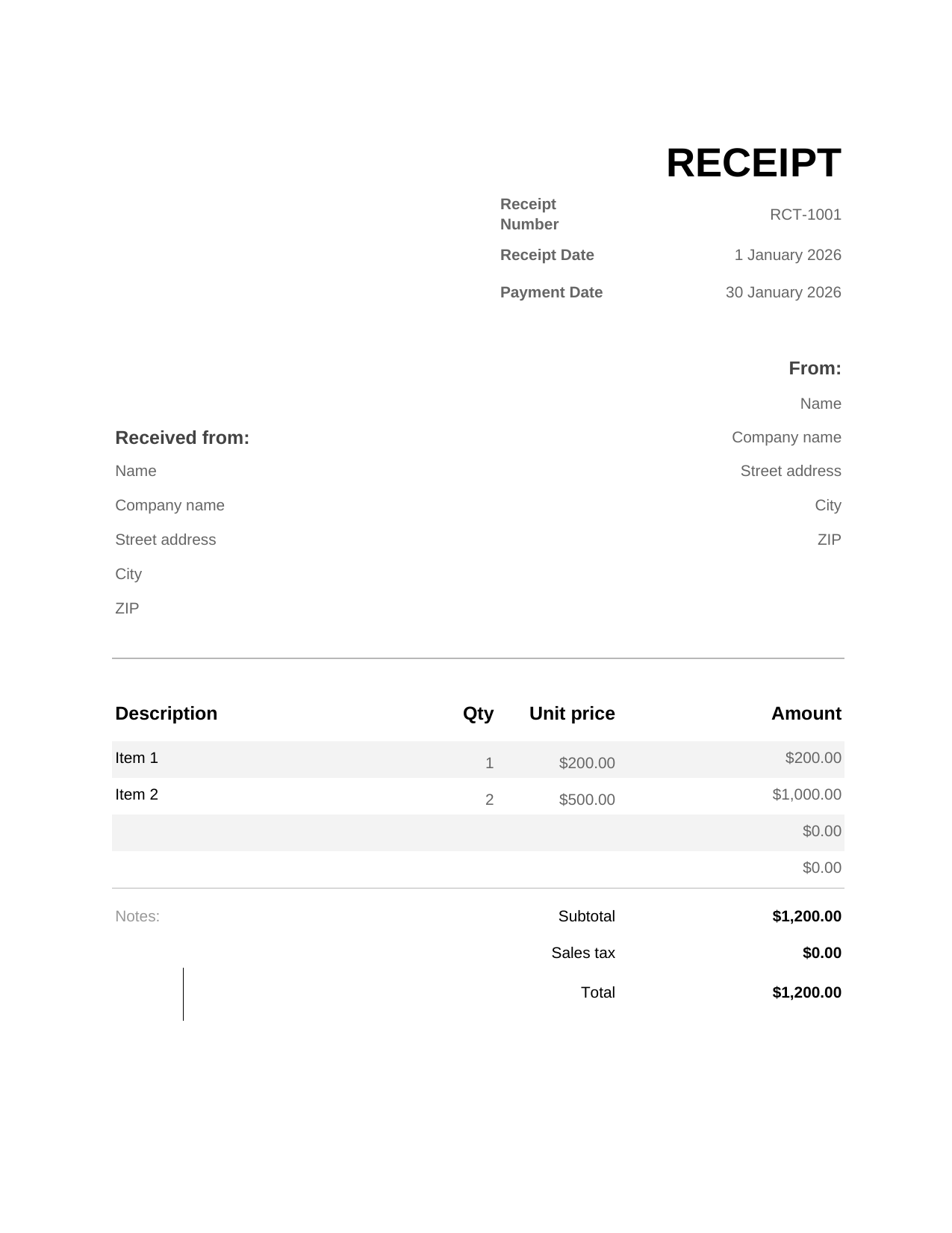 Receipt RECEIPT